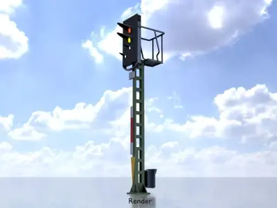 KS Railway Signal Post 4500mm Version-11 Low-poly 3D model