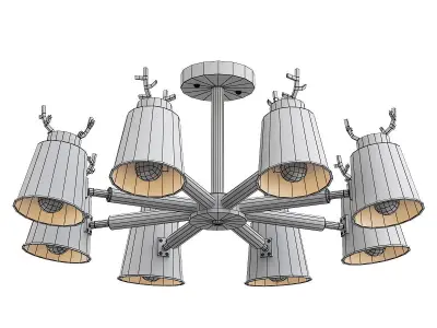 deer b ceiling light with lamps 3D model