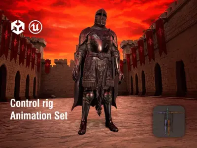 medieval knight dark armor Low-poly 3D model