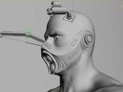 CYBORG-SCIENTIST man with knife Low-poly 3D model
