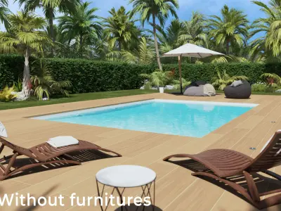 Exterior Scene Modern Villa With Pool Without Furnitures 3D model