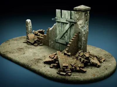 Blown Up Gate 3D model