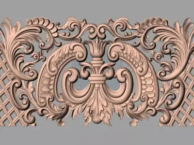 Bed flower 3D relief STL model used for CNC router E036 3D model