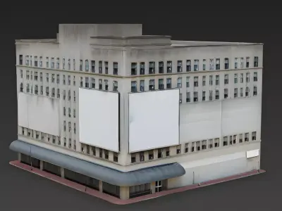 Heavy Commercial Corner Block 3D Model Low-poly 3D model