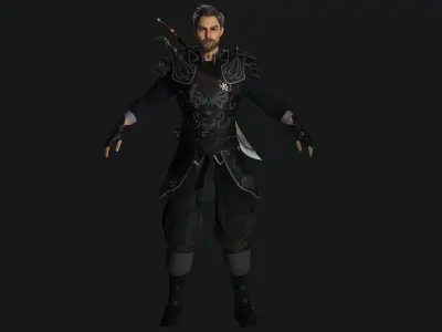 AAA 3D OLD BEARDED MALE KNIGHT -REALISTIC RIG GAME CHARACTER Low-poly 3D model