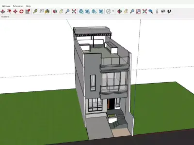 Modern House Design 6x17m  2 Floors SketchUp File Only 3D model