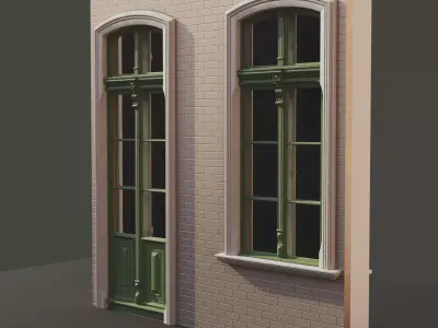 Classic wooden casement window - model B2 -balcony door included 3D model
