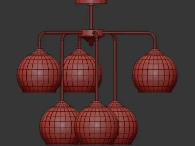 VITALUCE pendant light with five glass globes 3D model