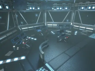 Lowpoly Scifi Control Room Low-poly 3D model