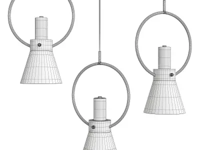 HENNAN three pendant lights with marble and gold accents Low-poly 3D model