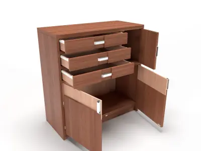 commode 4 wooden cabinet with two drawers 3D model