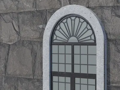 Stained leaded windows Low-poly 3D model