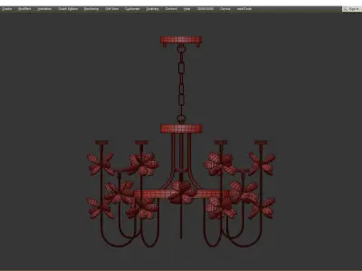 Crystal Flowers Chandelier Low-poly 3D model