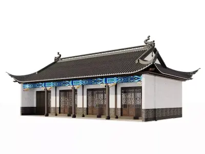 Japan Temple Hall Pavilion 3D model