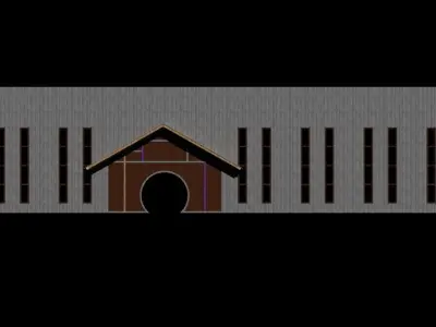 Japanese MainGate Wall- Idle Low Poly Model Low-poly 3D model