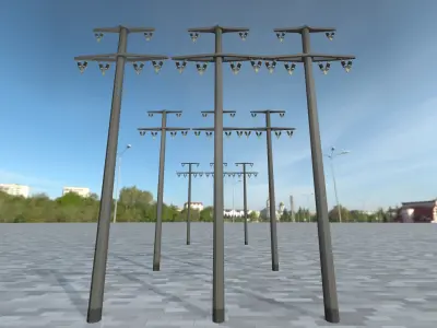 Concrete Electricity Pole without Ladder - Object  057  Low-poly 3D model
