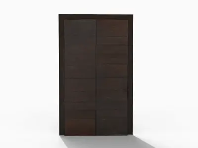 Wooden door 4 Low-poly 3D model