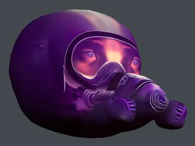 Gas mask helmet scifi Low-poly character art game space Low-poly 3D model order