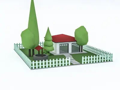 Cartoon Boildings Pack Low-poly 3D model