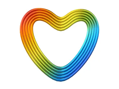 Line Heart Icon v1 015 Low-poly 3D model