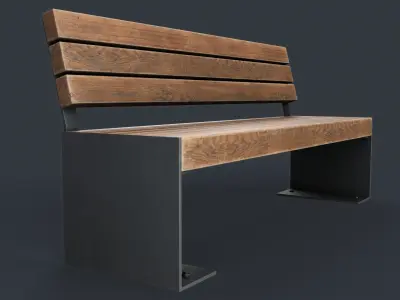 Modern Outdoor Bench 13 PBR Game Ready Low-poly 3D model