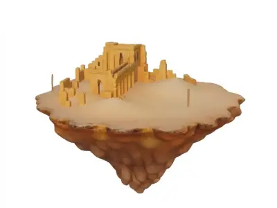 Sands of Oblivion- Floating Desert Ruins 3D Model Low-poly 3D model