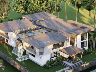 modern house fully furnished detailed model 3D model