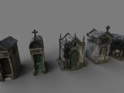 Cemetery Mausoleums Collection 3D Model Pack