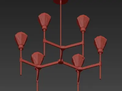 HEDRA modern brass chandelier with glass shades 3D model