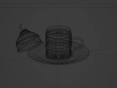 Two Turkish cup of coffee 3D model