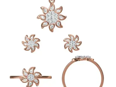 Light wt Ring Earrings Pendant set stl jcd 1-render details 3D print model