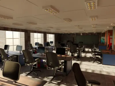 School Computer Classroom Low-poly 3D model