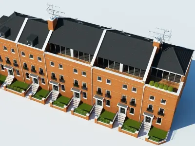 Terraced Town house Building 3D model