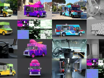 Street food step van 3D Model Pack