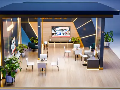 Minimal Modern Expo Booth Design Blender 3D Model 3D model