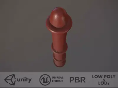 Barrier Bollard pack 5 Red v2 Low-poly 3D model