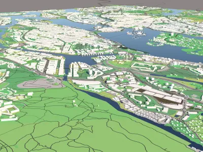 Stockholm Sweden 30x30km City Map 3D model
