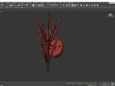 Luna Crystal Wand Branched Single Light Wall Sconce Low-poly 3D model