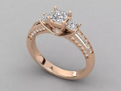 Women Light Weight Solitare Diamond Wedding Ring   6 3D print model
