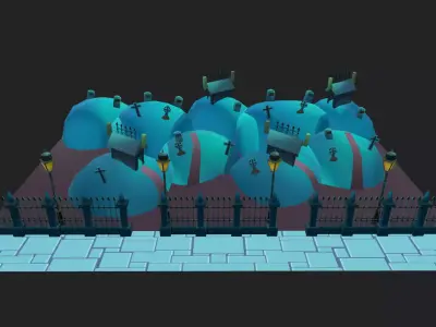 Halloween Graveyard Low-poly 3D model