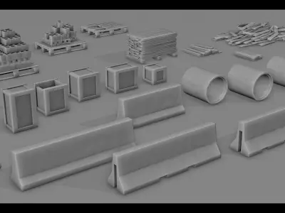 Construction Elements Set 01 Low-poly 3D model