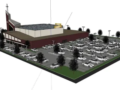 Architecture-Religion-God-Culture-Temple-0291 church and park... 3D model