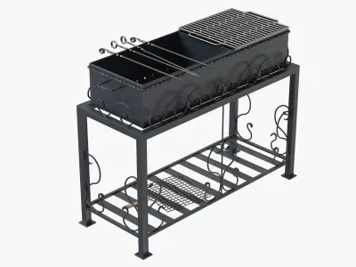 barbecue grill for skewers and grates 3D model