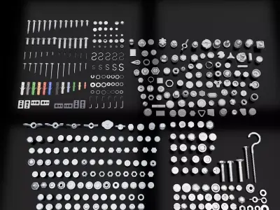 Ultimate Hardware Fasteners Pack  Screws Bolts Nuts and Anchors Low-poly 3D model