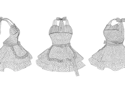 Heart Apron Dress Low-poly 3D model