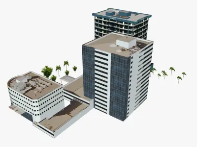 Huntington Apartments Low-poly 3D model