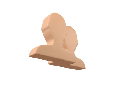 Two People Bust in Silhouette v1 005 Low-poly 3D model