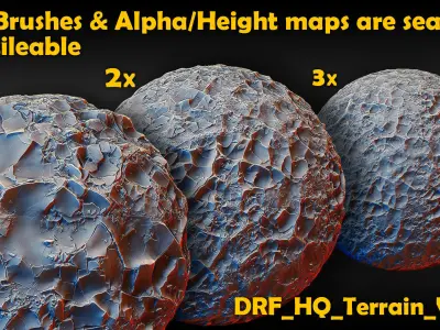 Ultra HQ Terrain Seamless Sculpt Zbrush brushes and Alphas Vol6 3D model