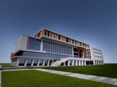 School teaching building Low-poly 3D model