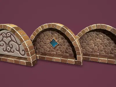 Fantasy stone window 2 Low-poly 3D model